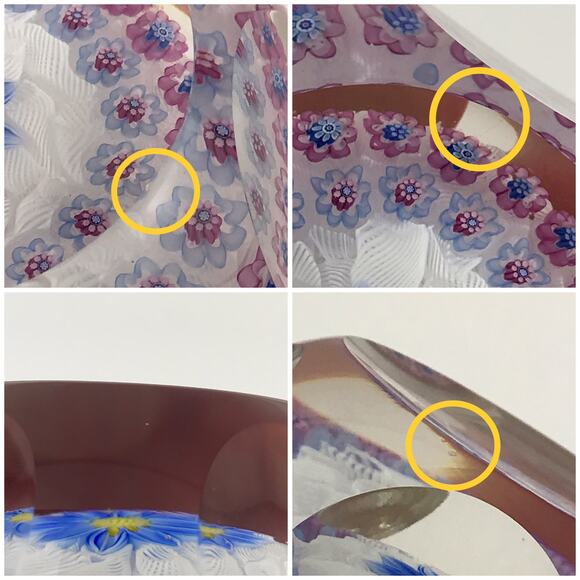 Perthshire 1996B Blue Flower on Lace Floral Pink Daisy Canes Faceted Paperweight - Picture 13 of 13